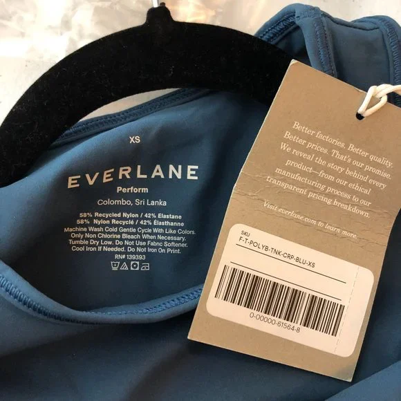 Everlane Womens The Perform Tank Cropped Aergean Blue XS - Picture 4 of 4